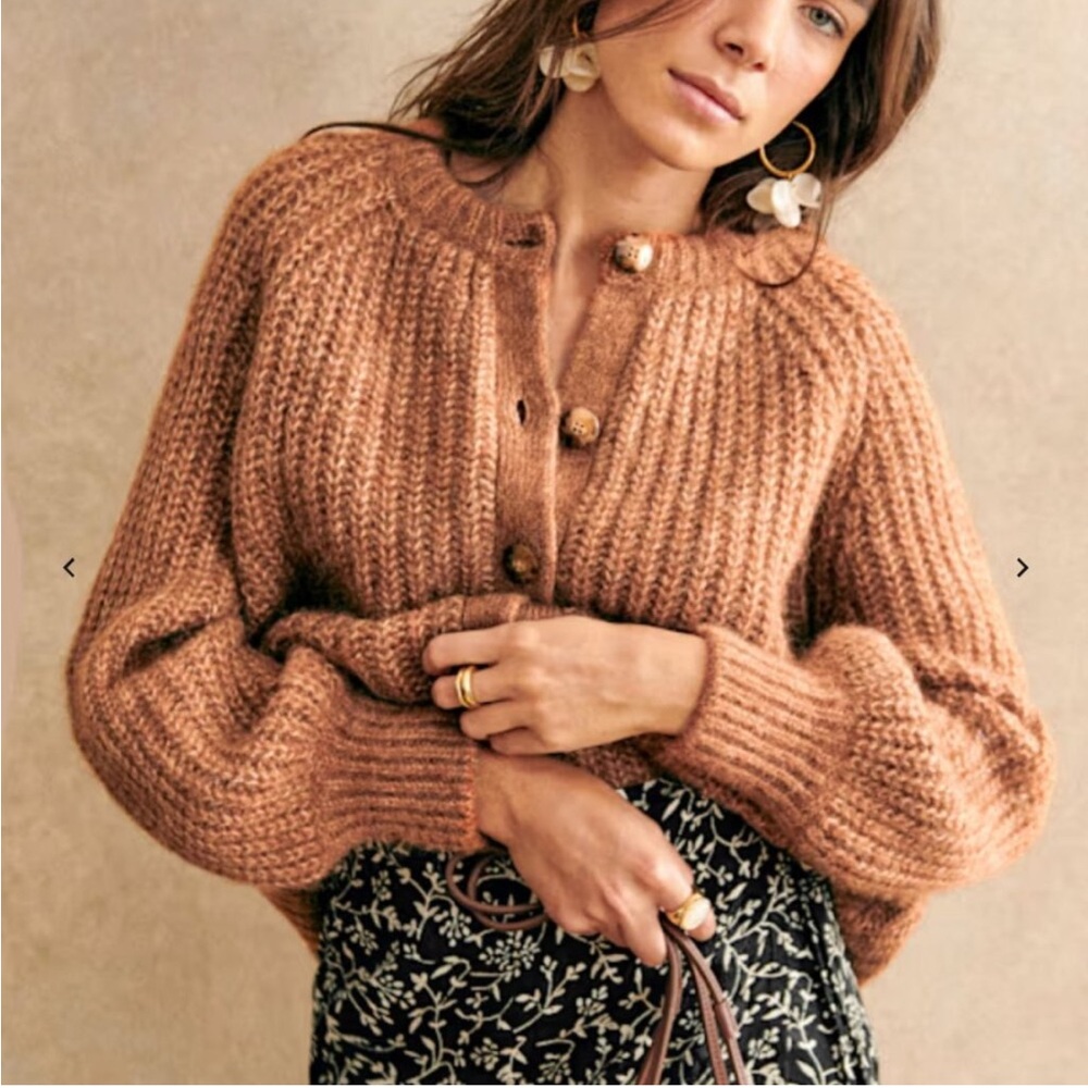 Sezane Emile Cardigan  Mottled camel